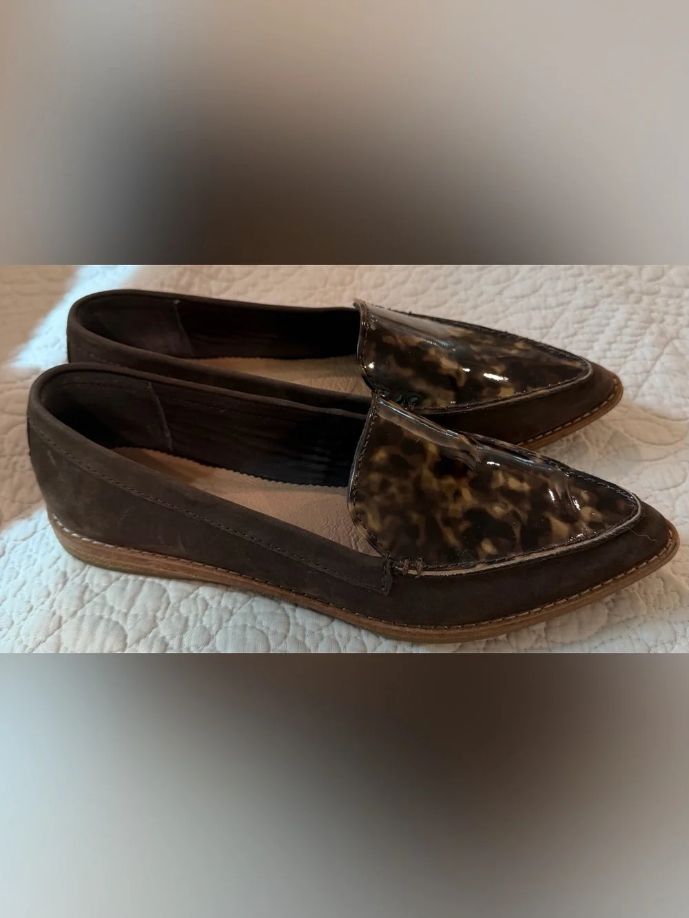 Sperry Seaport Tortoise Penny Loafers 9 Brown Patent Leather Preppy Flats